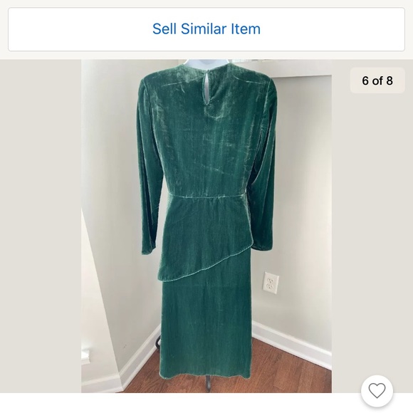 MAJE Green Velvet Velour Asymmetrical Peplum Dress - Picture 5 of 8